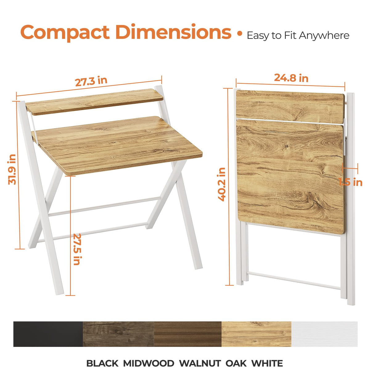 GreenForest two-tier folding desk with shelf, showcasing stable support for daily tasks.