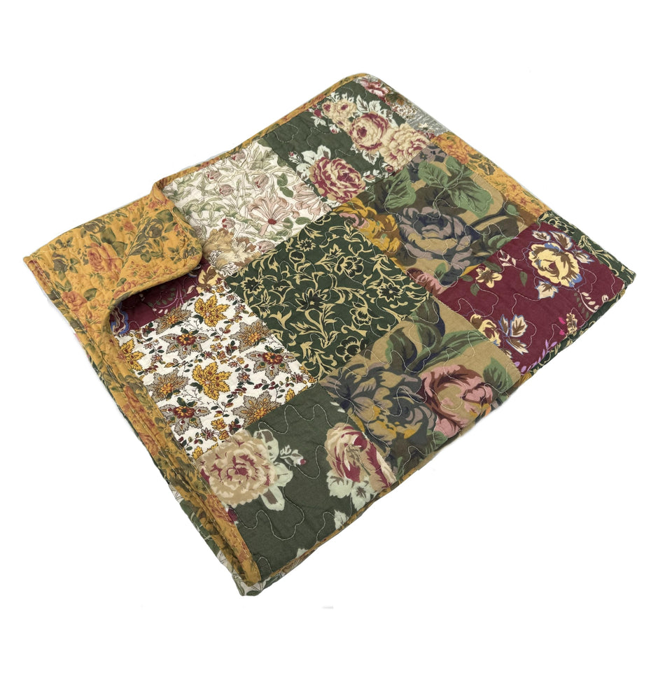 Greenland Home Antique Chic Throw patchwork face with floral prints for cozy decor