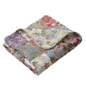 Greenland Home Blooming Prairie Throw front view shows vibrant patchwork colors