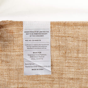 Greenland Home Burlap Bed Skirt natural Queen draped on bed displaying rustic charm