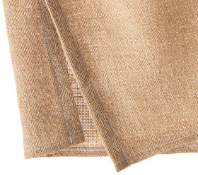 Greenland Home Burlap Bed Skirt natural Queen side view with tailored split corners