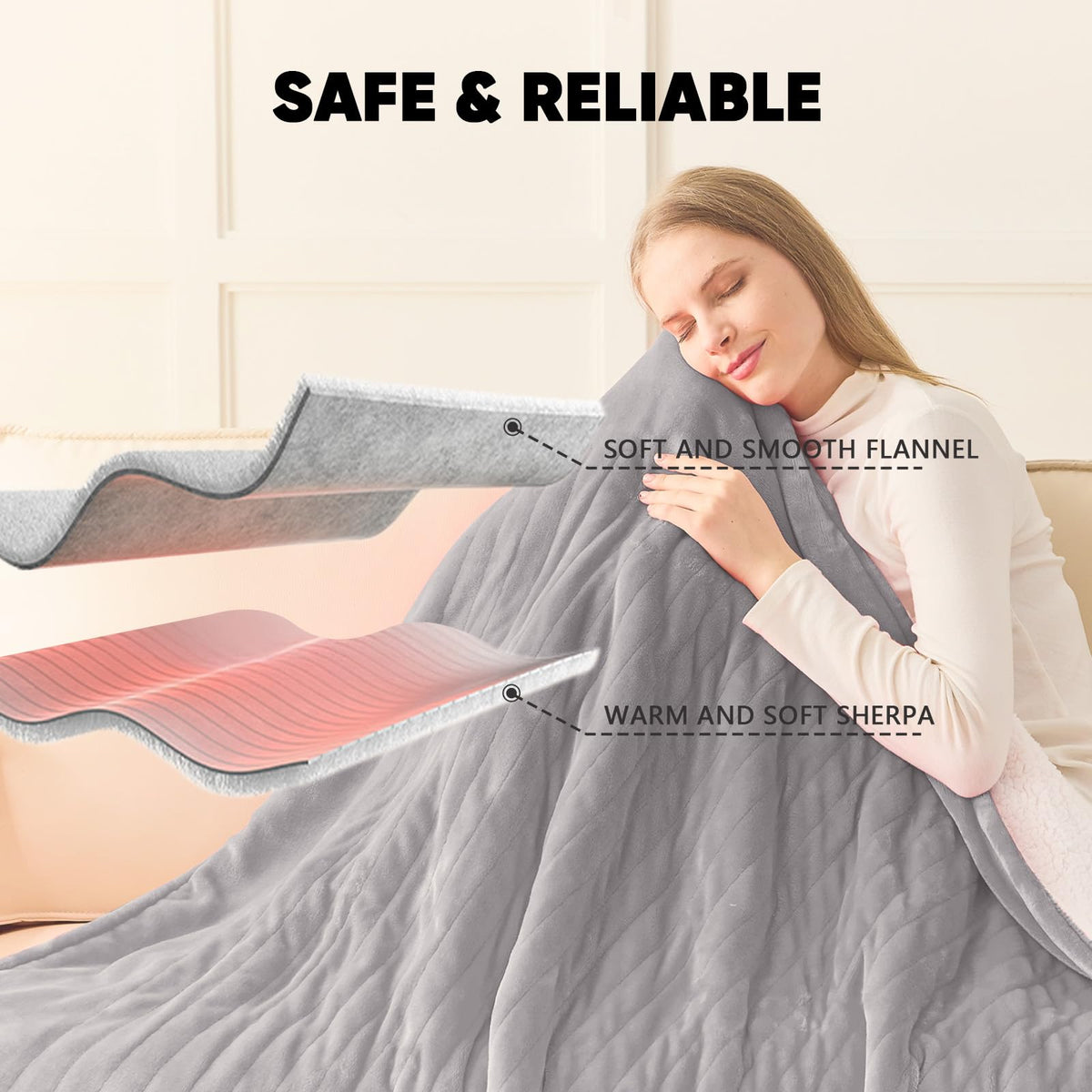 Greenoak heated blanket machine-washable care for easy cleaning