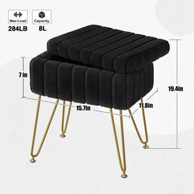 Black finish GREENSTELL vanity stool fits modern bedrooms and dressing spaces.