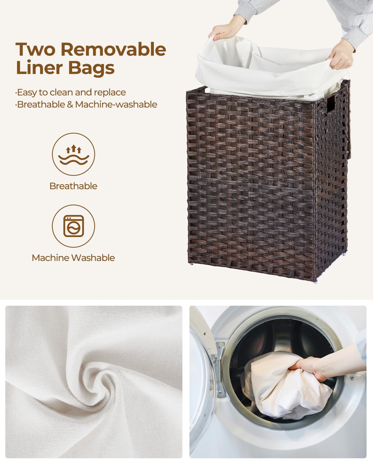 Greenstell handwoven synthetic rattan basket adds durable, water-resistant storage for bathrooms.