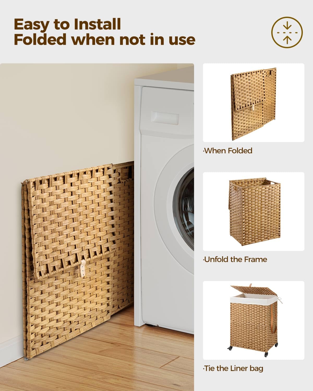 Greenstell laundry hamper 110L capacity for blankets, towels, and clothes