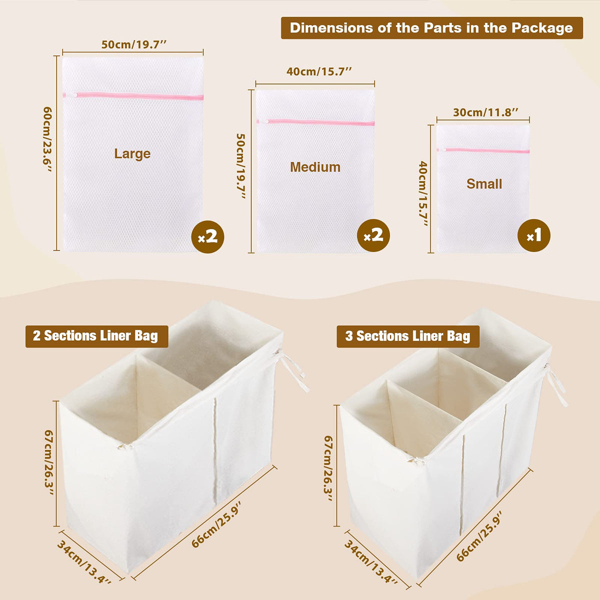 Greenstell 3-section liner bag supports color sorting for easy laundry