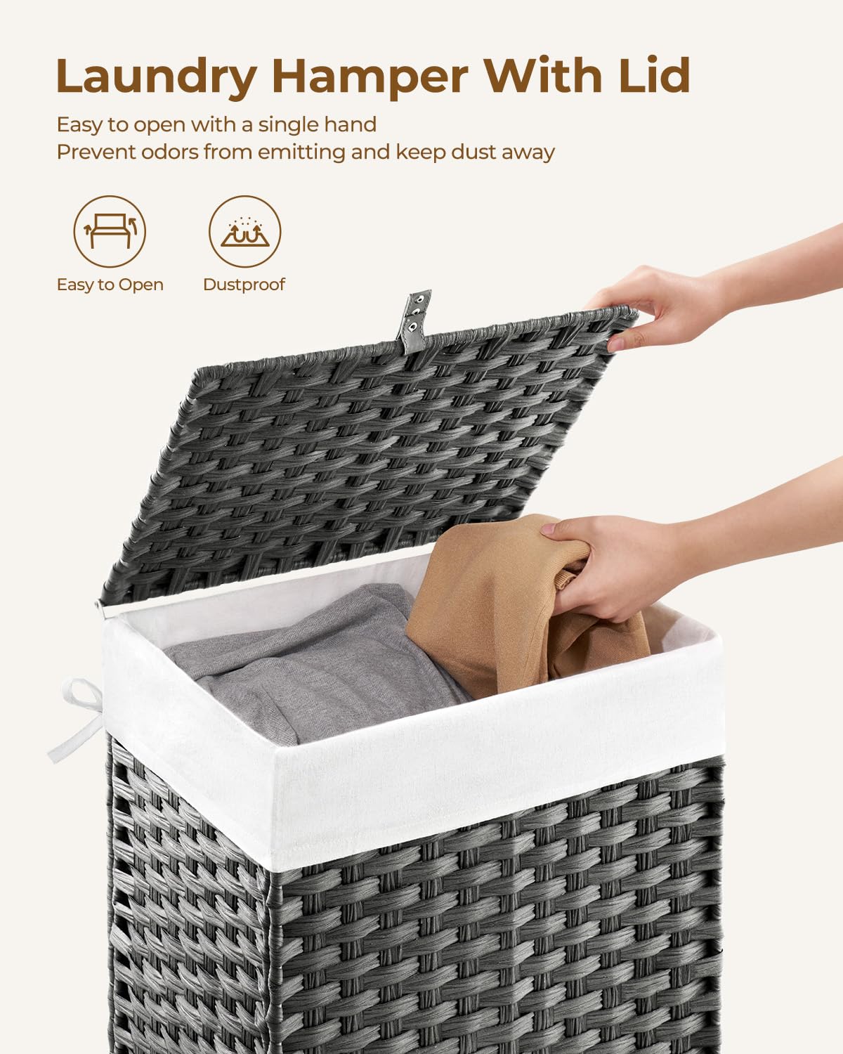 Greenstell adjustable foot pads protect floors and stabilize the hamper
