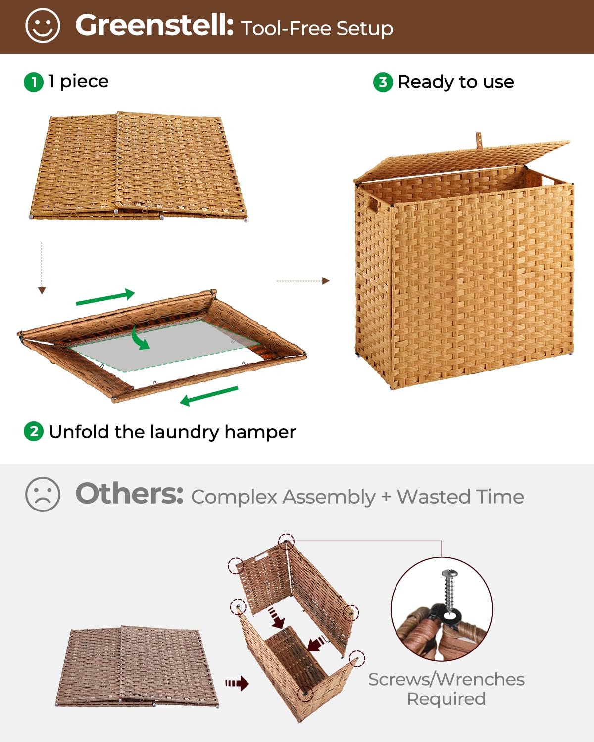 Greenstell sturdy frame and handles enable comfortable carrying between rooms.