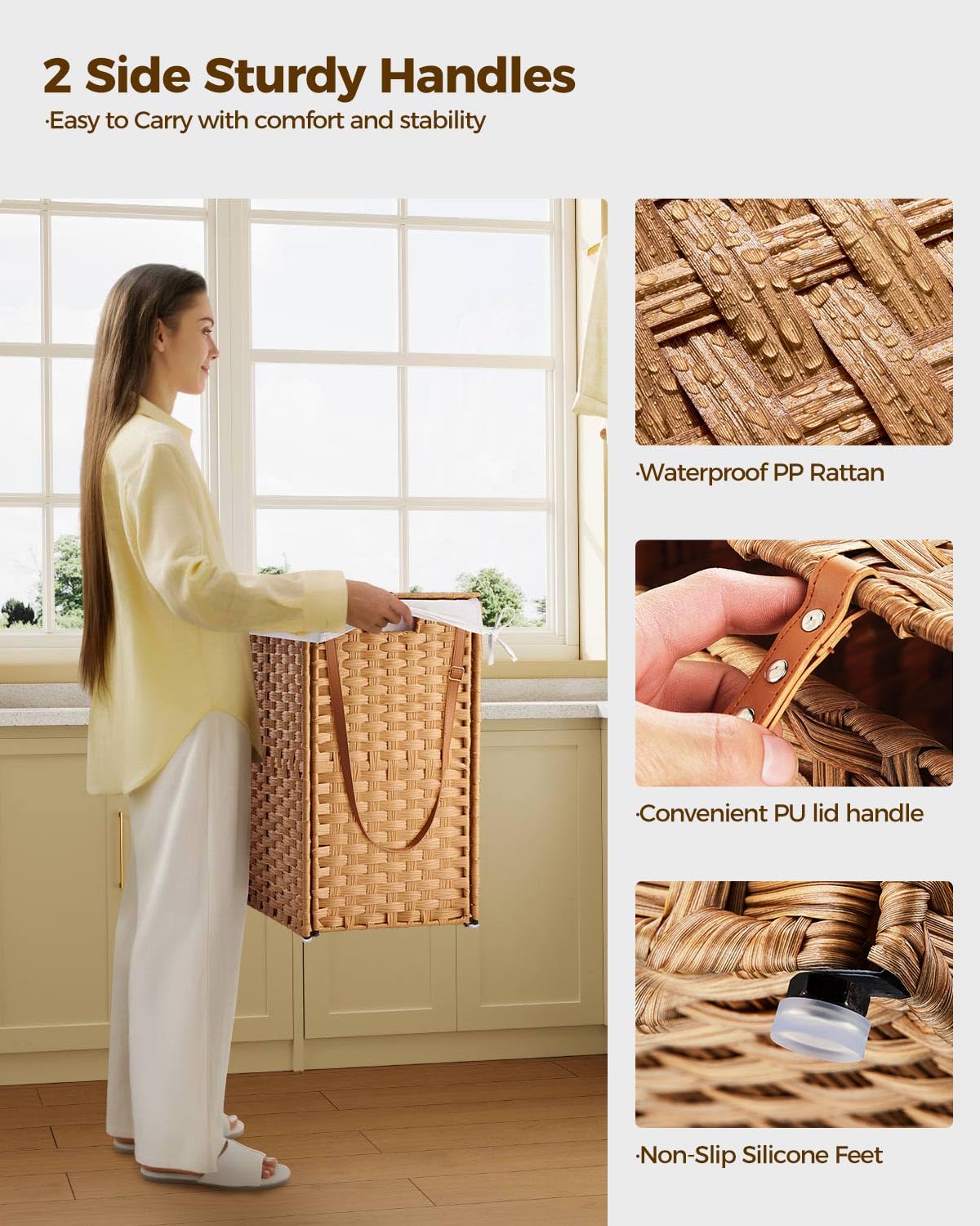 Greenstell laundry hamper thick iron-wire frame supports large loads
