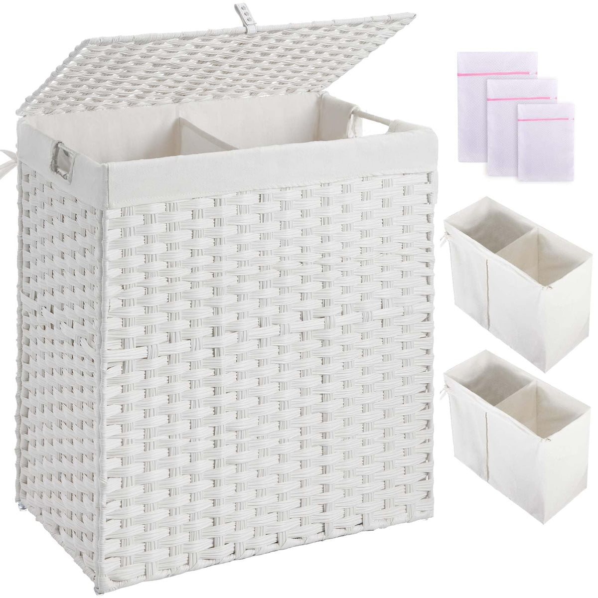 GREENSTELL laundry hamper lid and handles offer easy transport and tidy laundry storage.