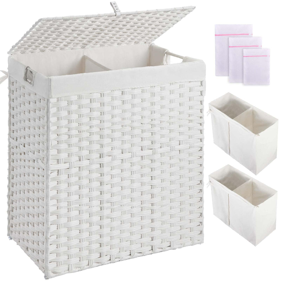 GREENSTELL laundry hamper lid and handles offer easy transport and tidy laundry storage.