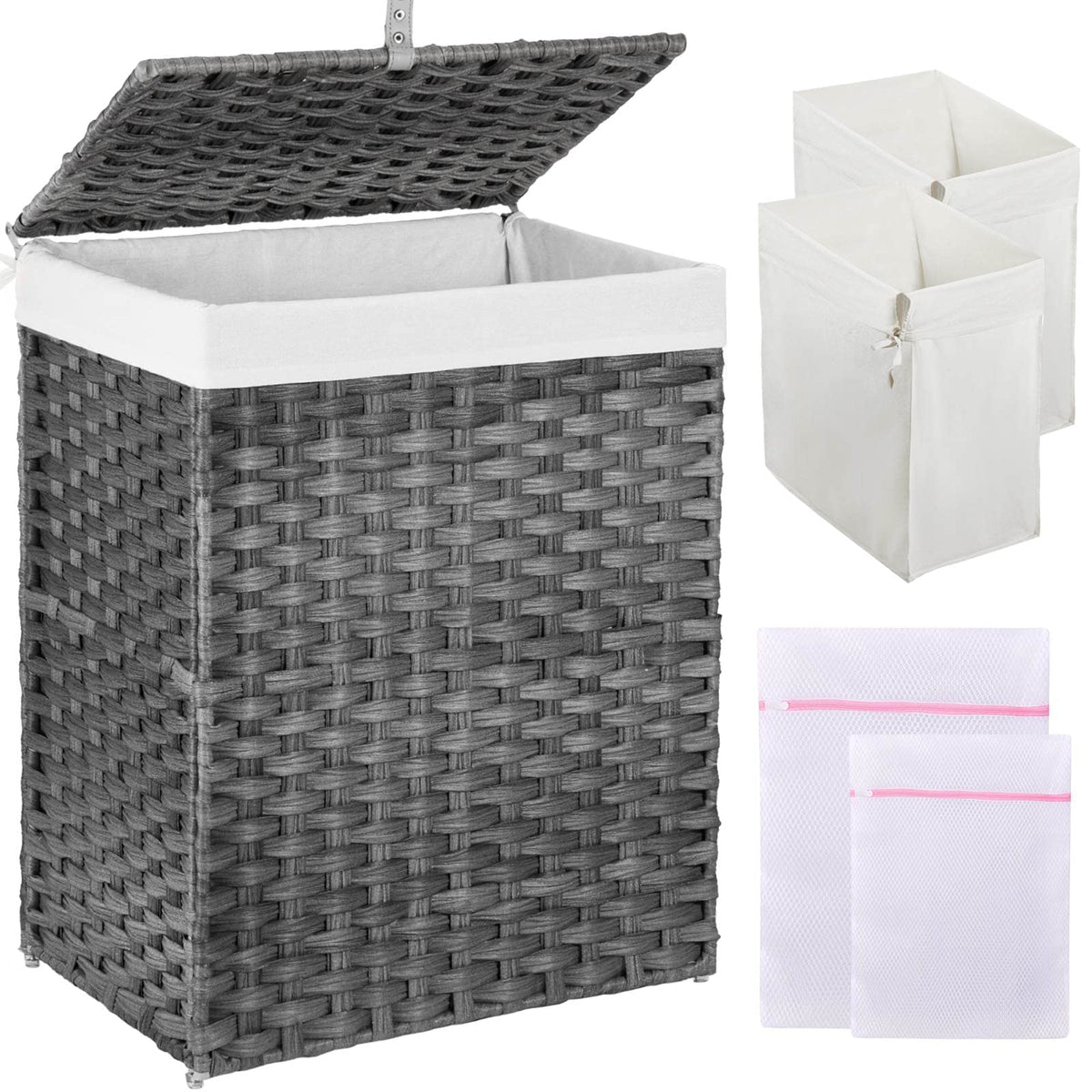 Greenstell laundry hamper with lid conceals dirty clothes and keeps room tidy