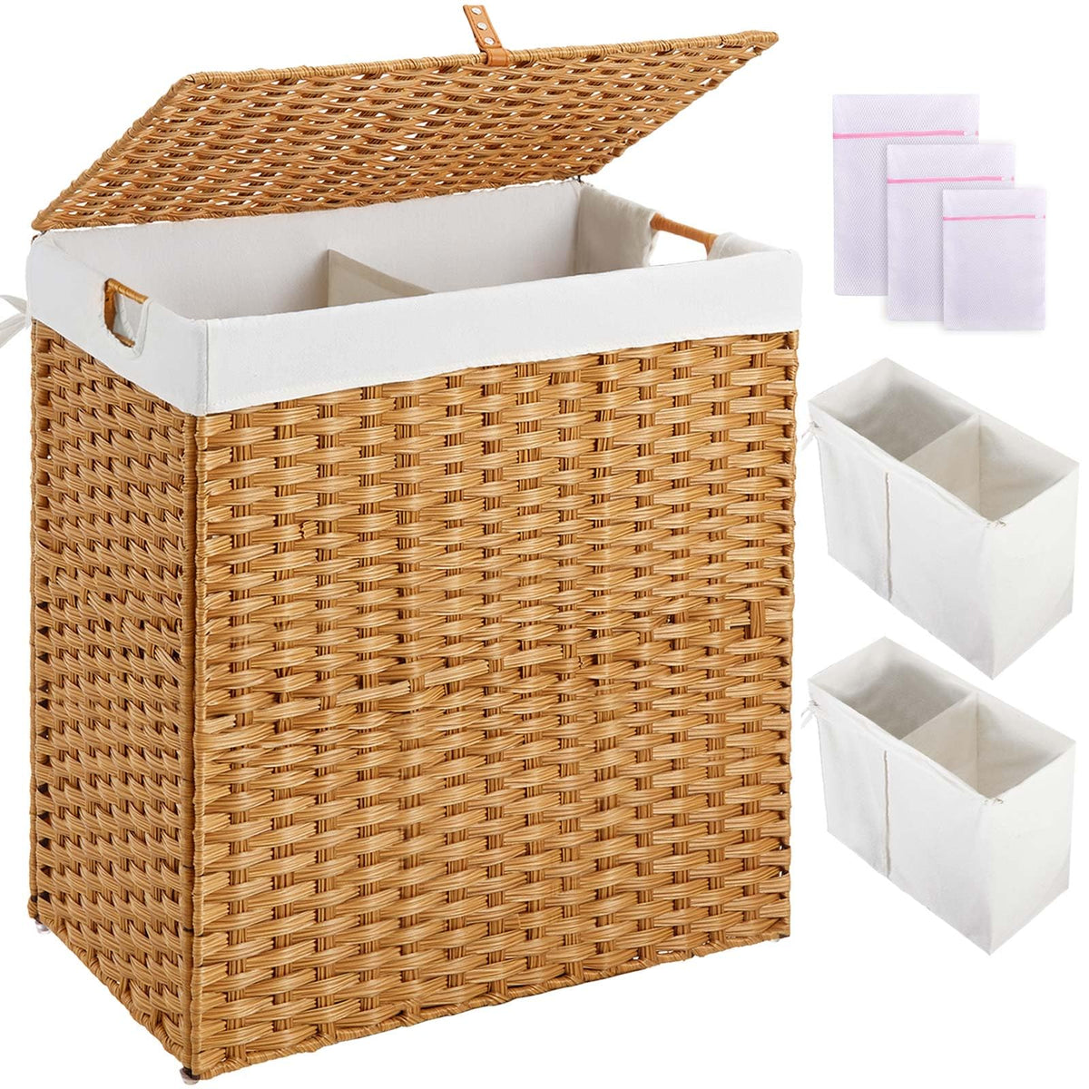 Greenstell laundry hamper with lid conceals dirty clothes and keeps space tidy.
