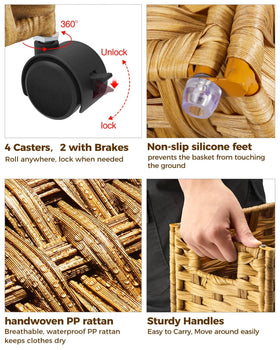 Greenstell wheeled laundry hamper highlights lightweight frame and weave.