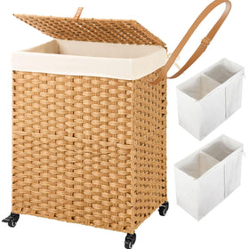 Greenstell laundry hamper with wheels for easy room-to-room transport