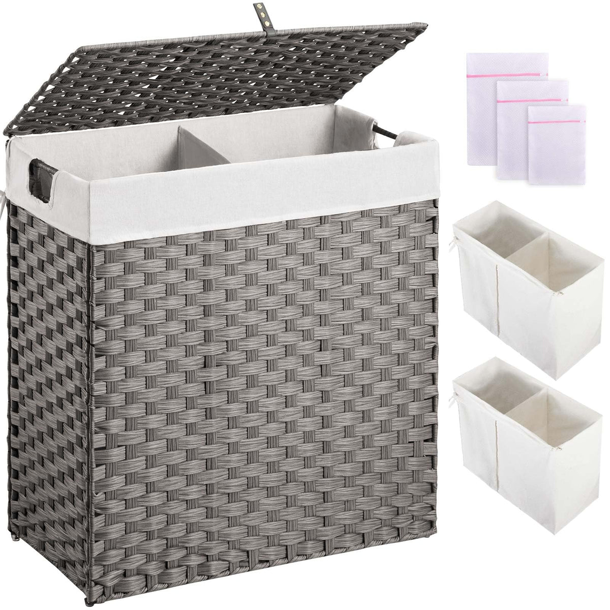 Greenstell laundry hamper with lid showing easy top access for quick laundry drop