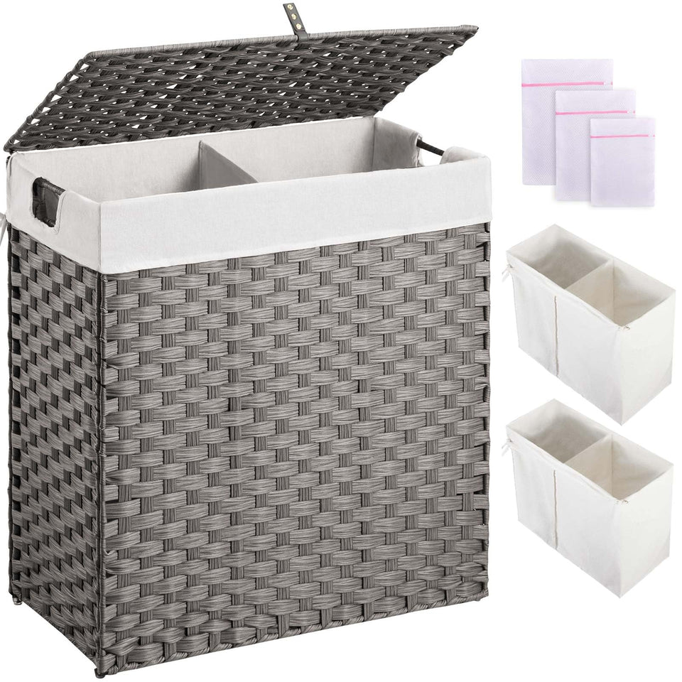 Greenstell laundry hamper with lid showing easy top access for quick laundry drop