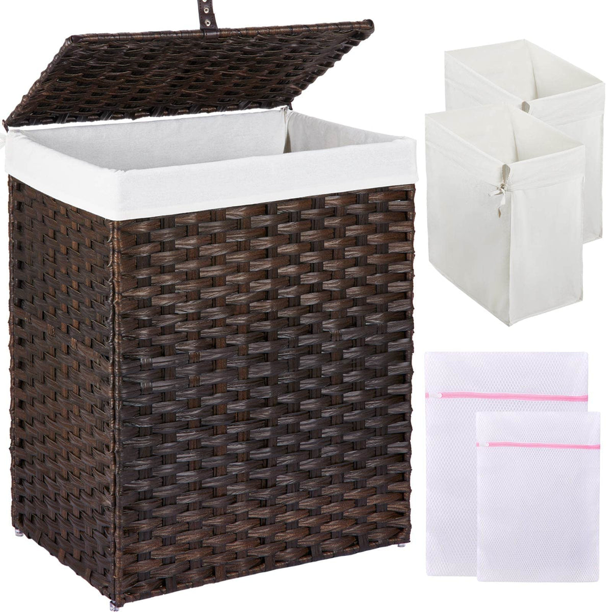 Greenstell laundry hamper with lid keeps dirty clothes concealed and odors at bay.