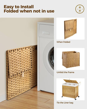 Greenstell lid conceals contents, keeping laundry out of sight.