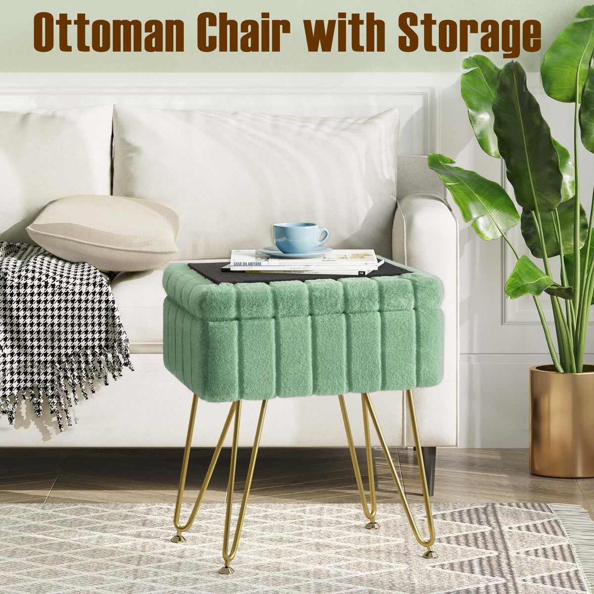 Greenstell ottoman storage compartment keeps small items neatly organized.