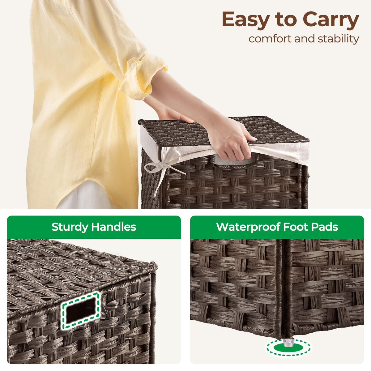 GREENSTELL basket’s sturdy metal frame supports daily use in busy homes.