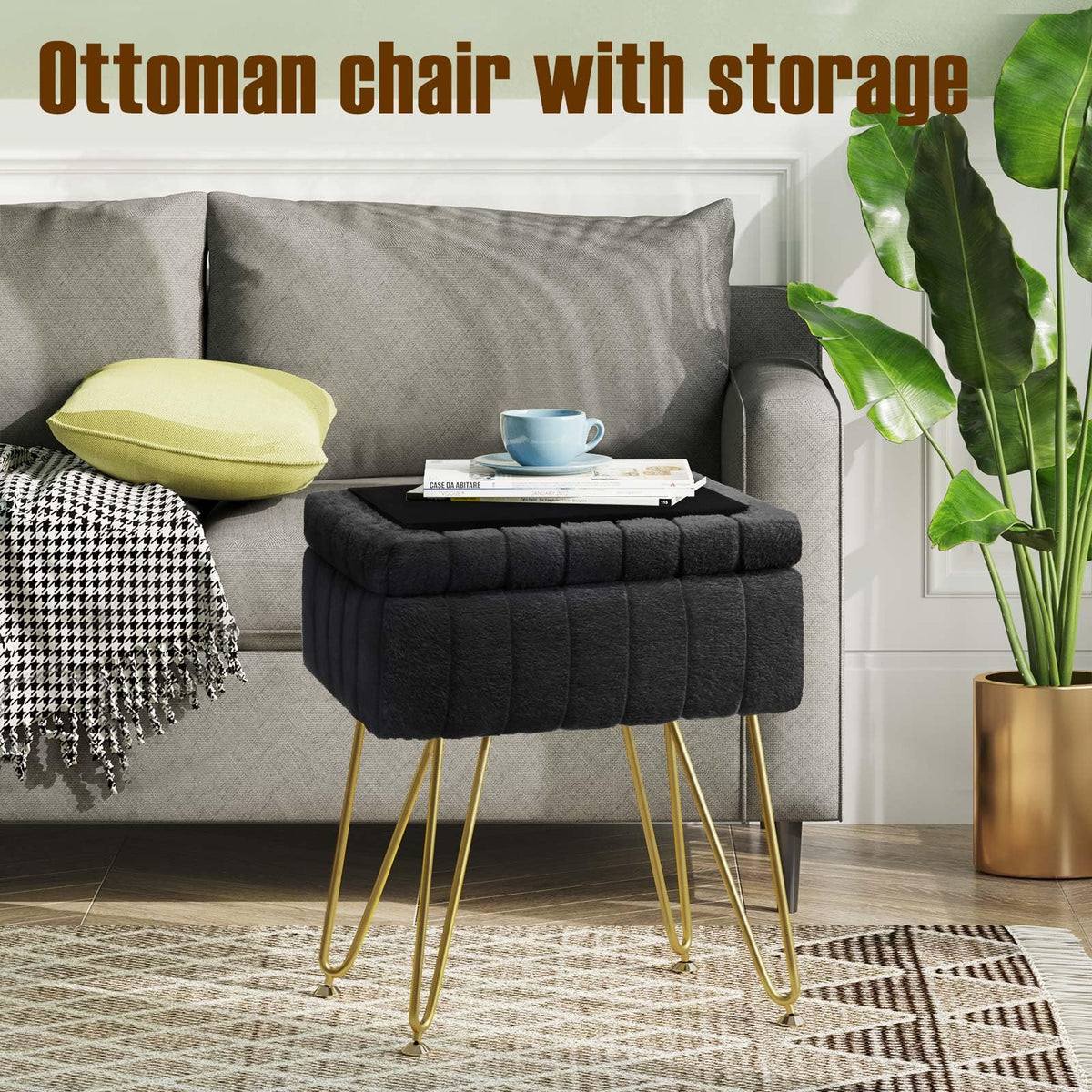 Under-seat storage compartment of GREENSTELL vanity stool keeps small items tidy.