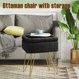Under-seat storage compartment of GREENSTELL vanity stool keeps small items tidy.