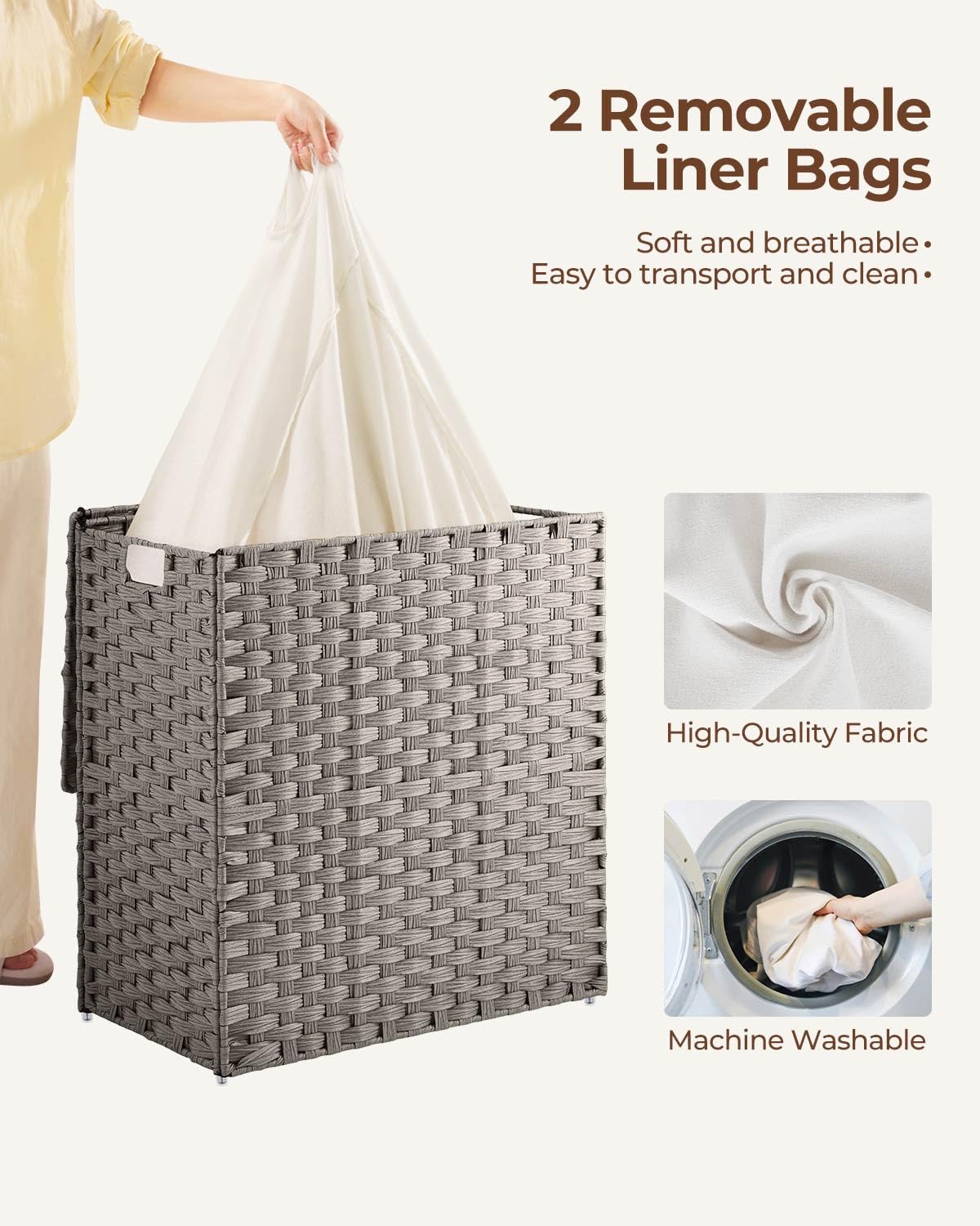Greenstell two removable liner bags simplifying sorting and carrying laundry