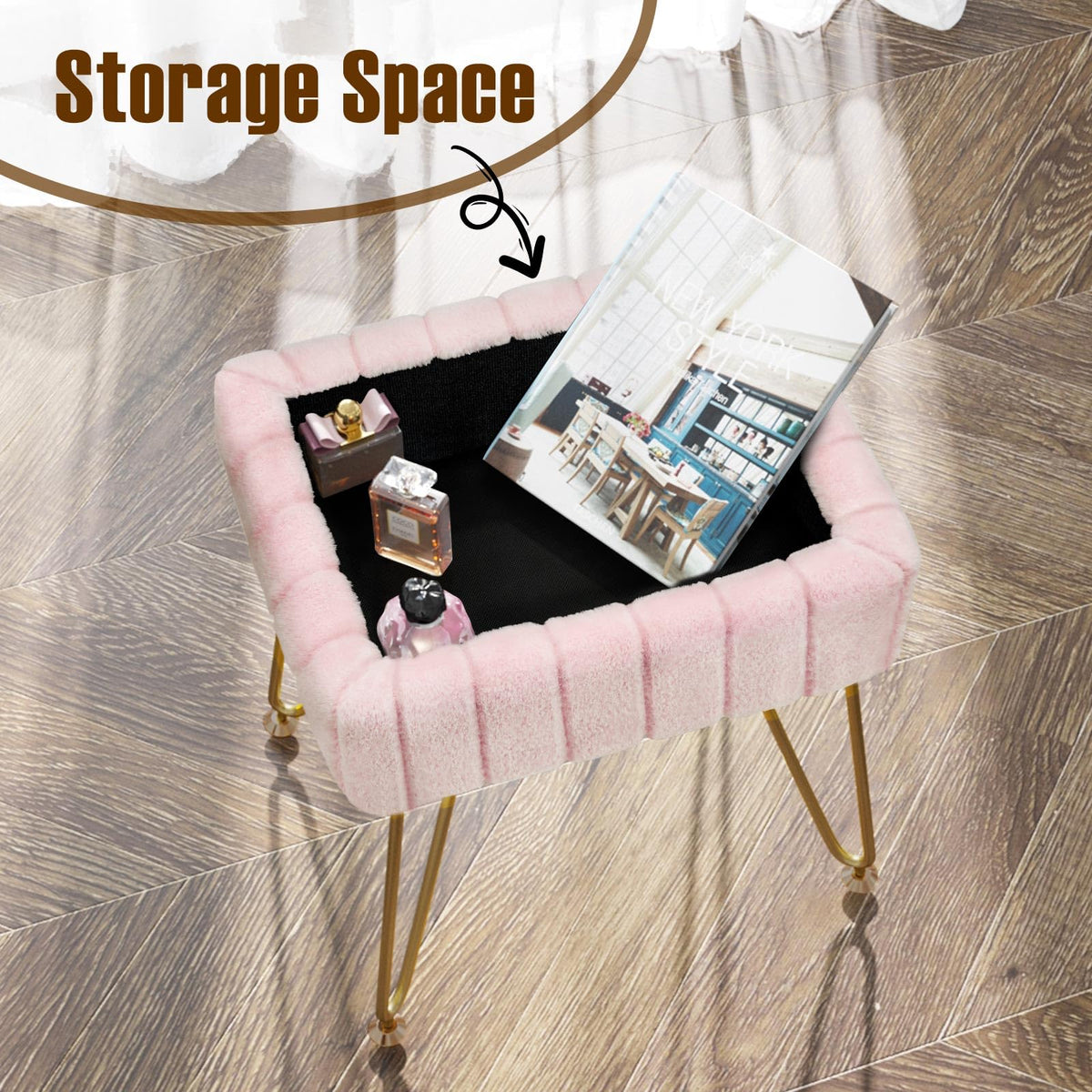 Non-slip feet on Greenstell vanity stool for floor protection