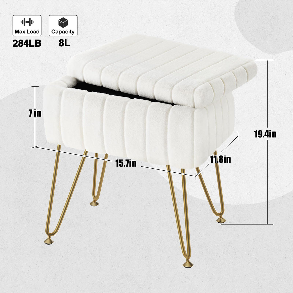 Versatile Greenstell stool enhances bedroom or dressing room aesthetics