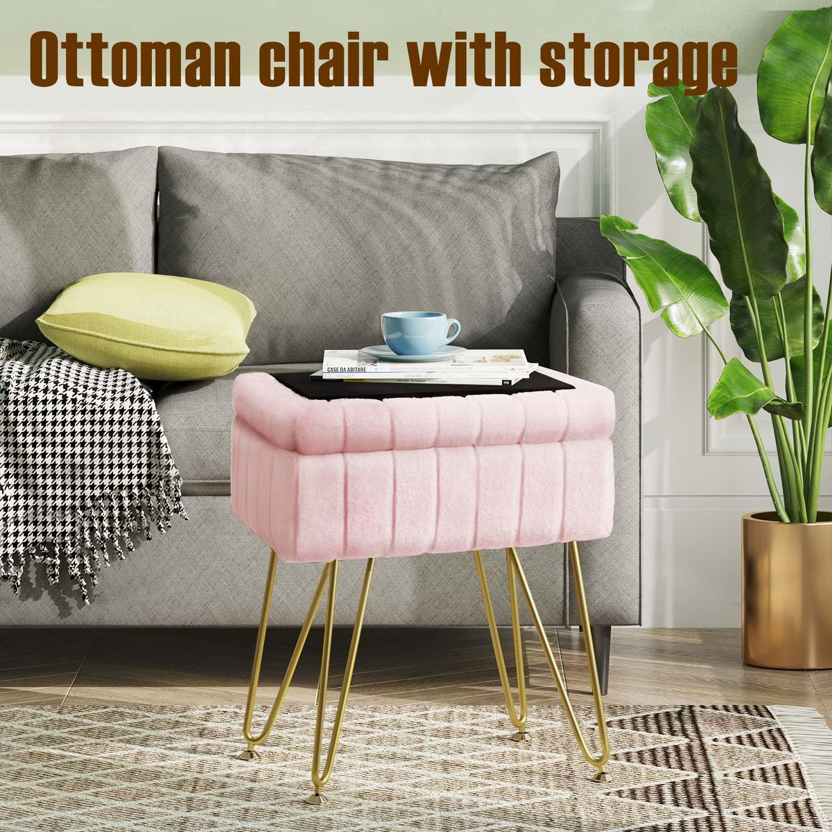 Gold metal legs of Greenstell vanity stool