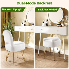 Greenstell vanity stool with golden legs and non-slip feet for stability.
