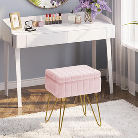 Greenstell vanity stool storage basket open for essentials