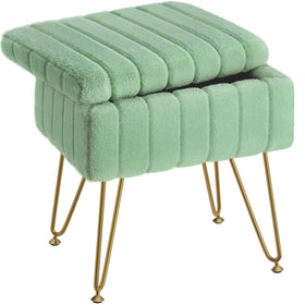 Greenstell vanity stool with storage and soft fur top for cozy dressing areas.