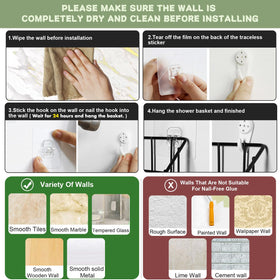 Greentainer adhesive hook option installs on tile or glass surfaces.