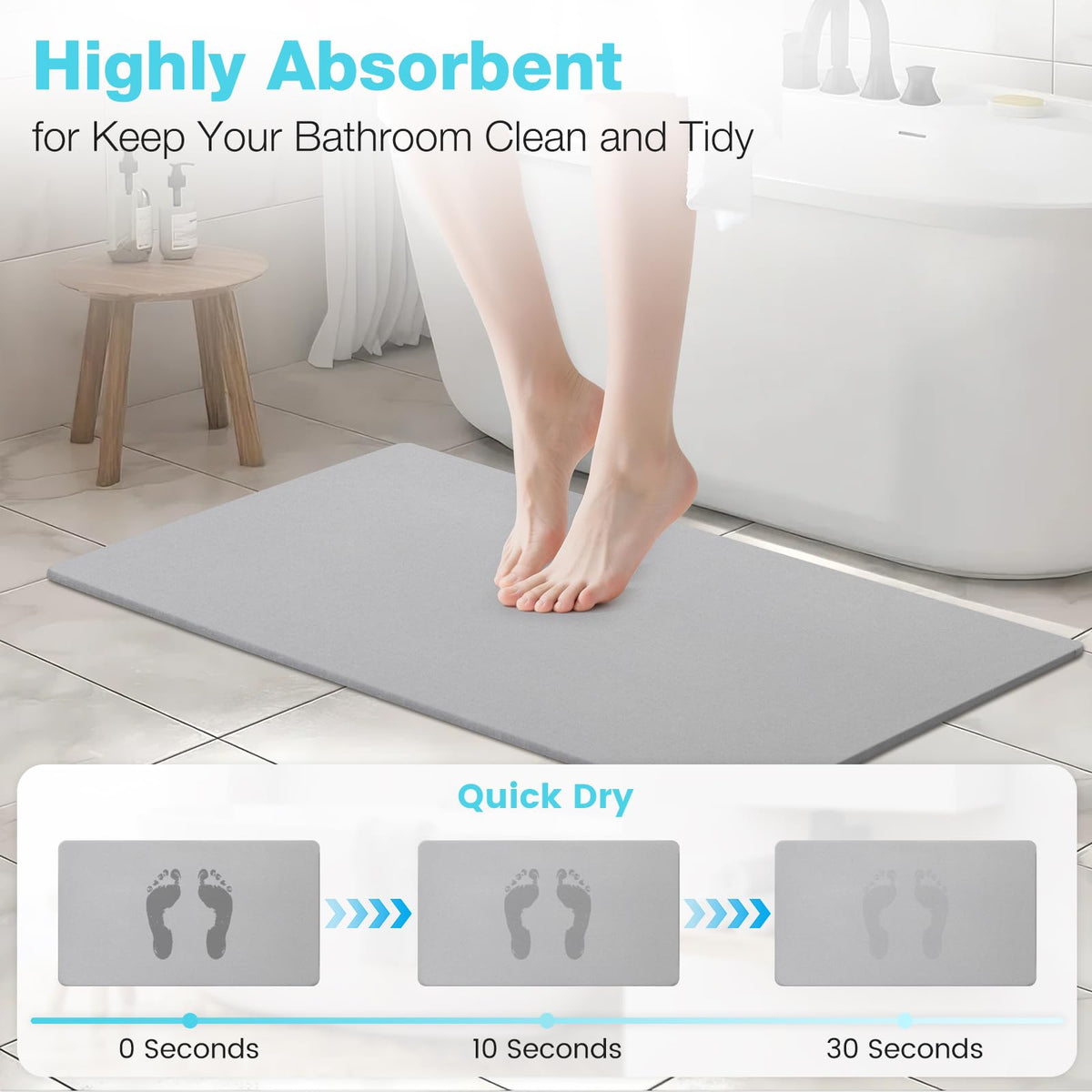 Greenturf diatomite mat quick-dry action demonstrates rapid moisture absorption.
