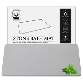 Greenturf large diatomite stone bath mat 30x17 for fast drying and safety.