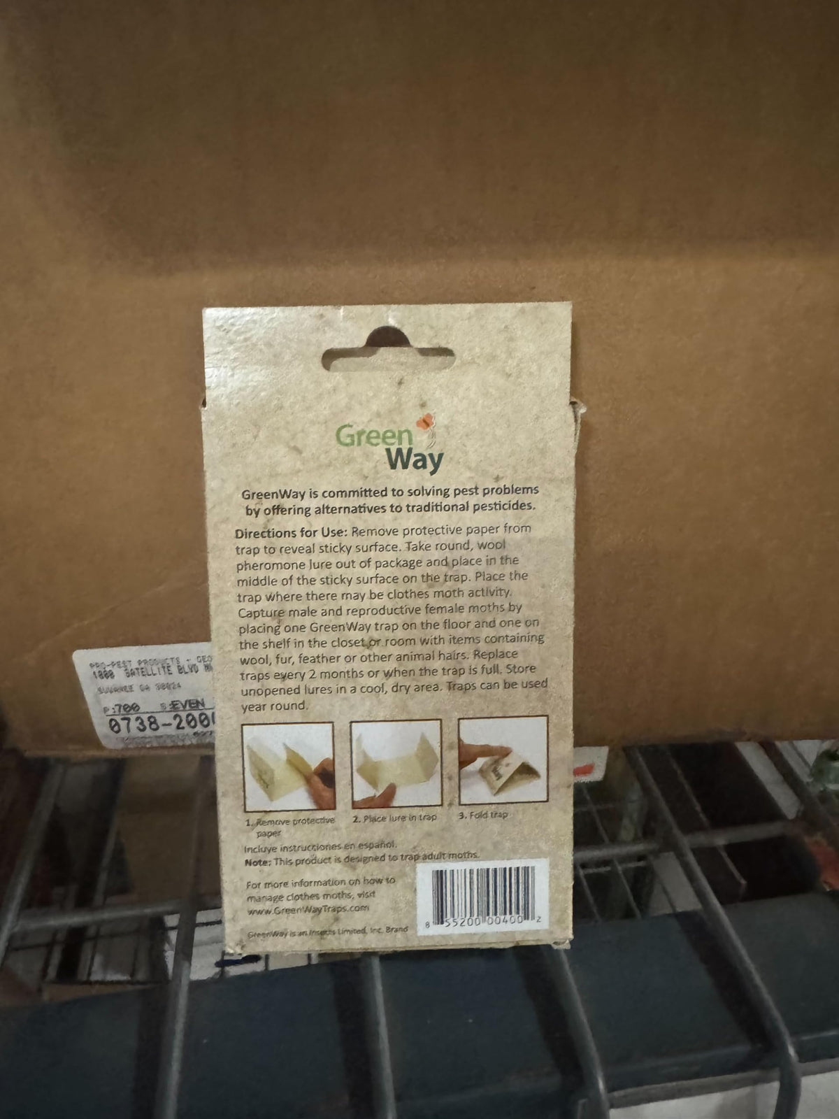 Insects Limited Greenway packaging shows easy peel-and-place setup for closet protection.