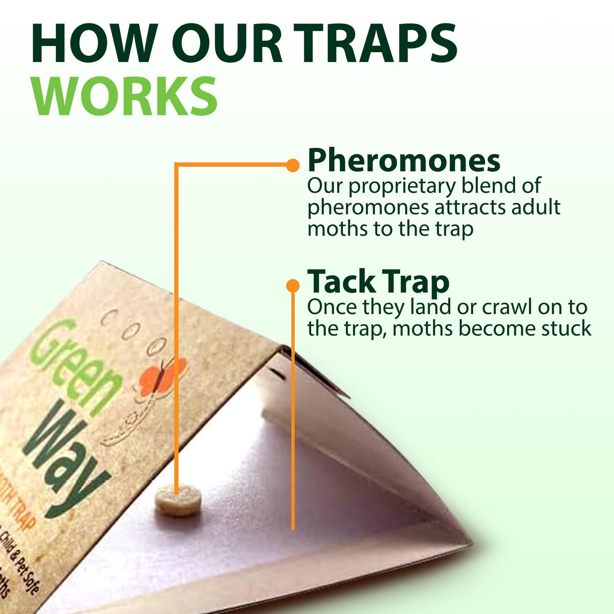 Moth trap placed in a closet giving odorless protection for fabrics.