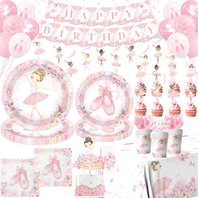 GREHUMOR ballerina birthday banner enhances the party backdrop.