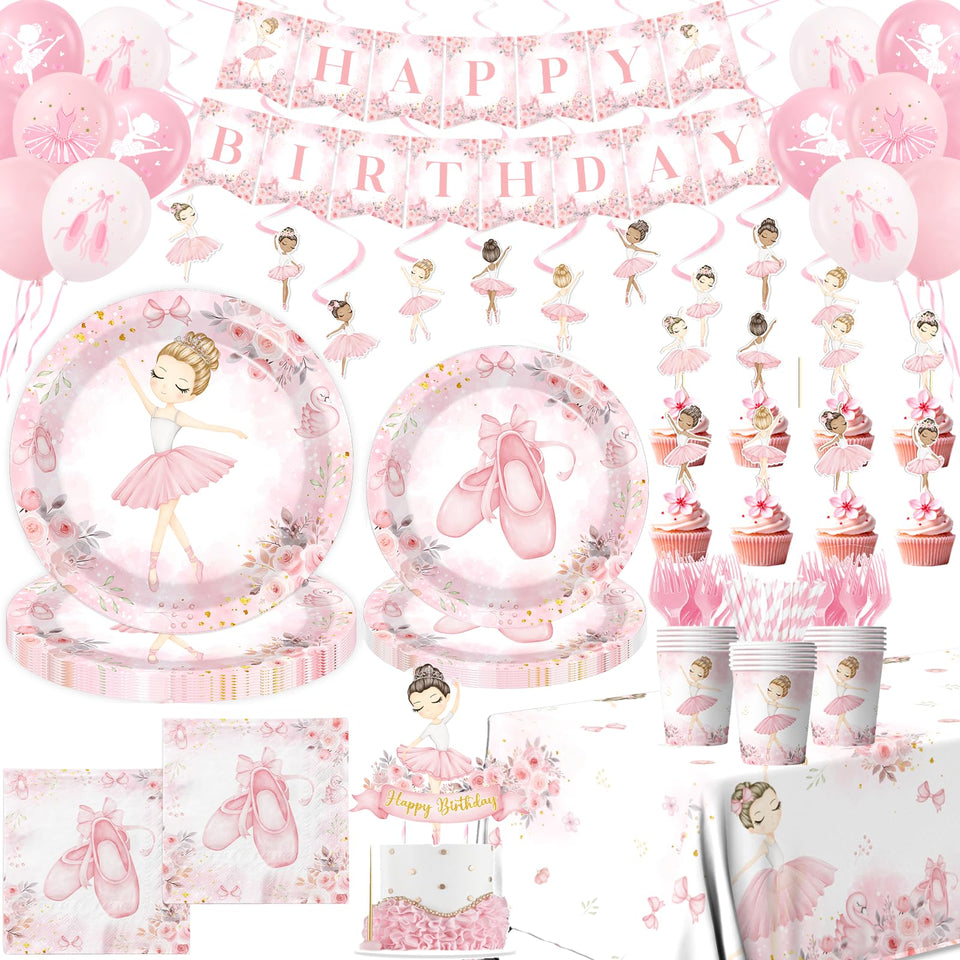 GREHUMOR ballerina birthday banner enhances the party backdrop.