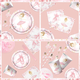 GREHUMOR birthday tablecloth sets a chic pink ballet scene.