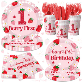 GREHUMOR berry first birthday 9-inch plates for quick cleanup and festive dessert service.