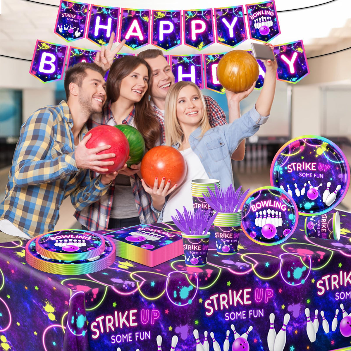 GREHUMOR bowling birthday cups provide convenient drinks for guests