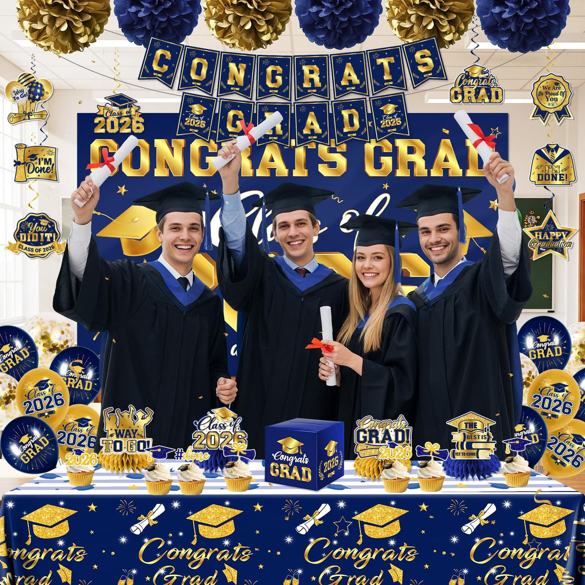 GREHUMOR Class of 2026 banner enhances photos and decor