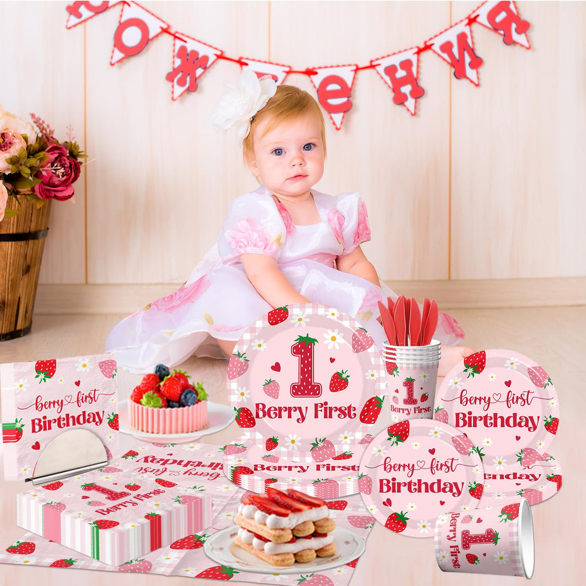 GREHUMOR disposable partyware keeps the table tidy from cake to guests.