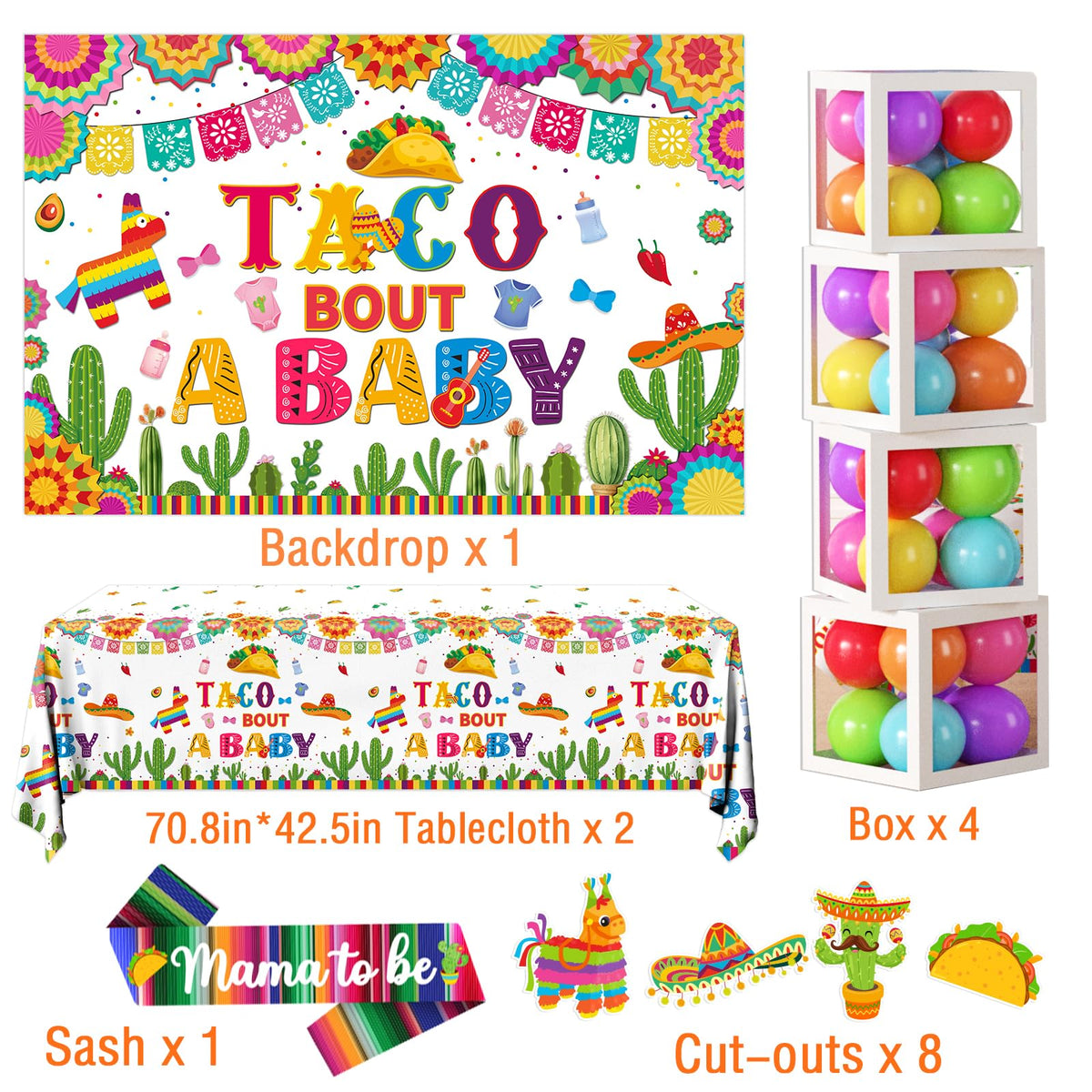 GREHUMOR fiesta balloon boxes add festive height and color