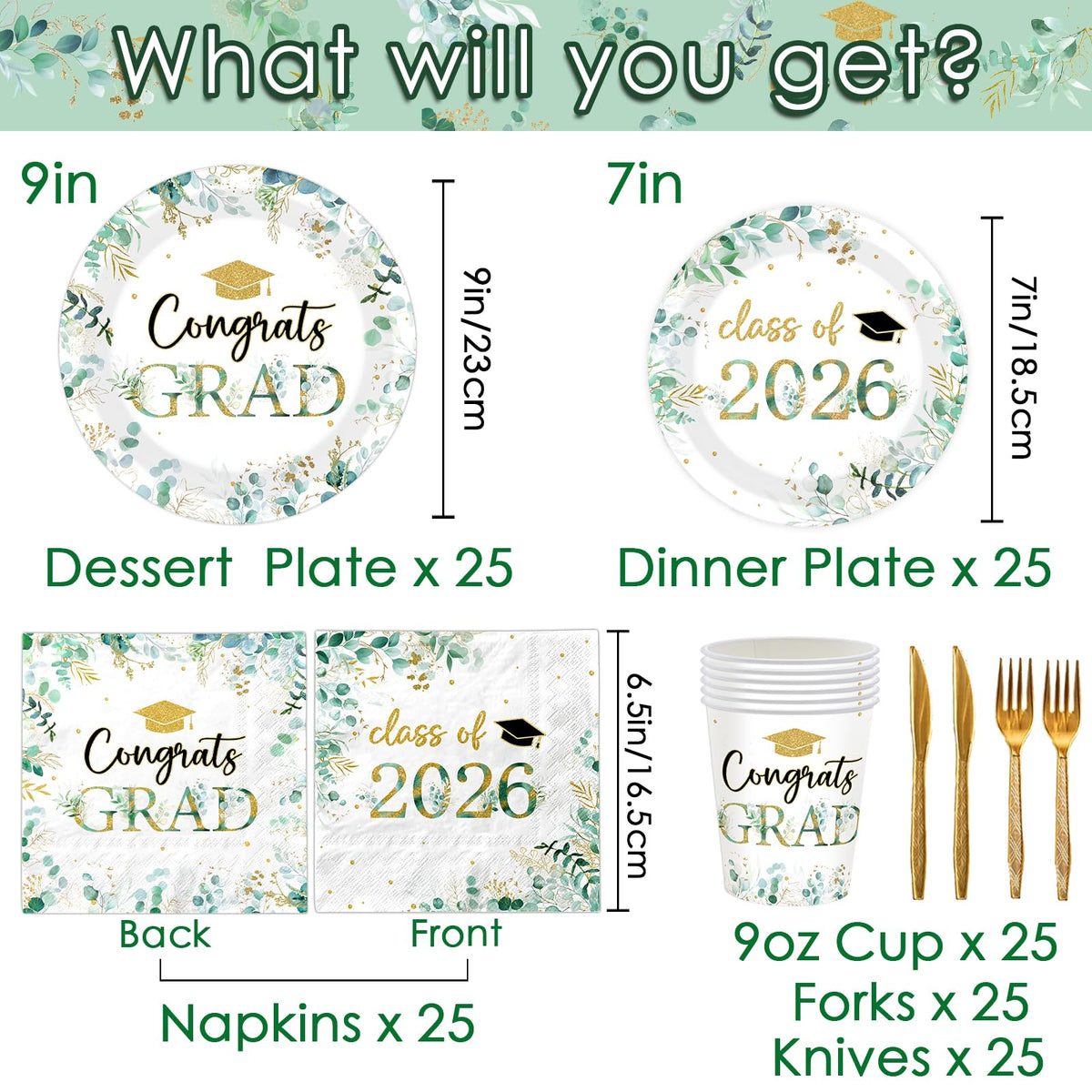 GREHUMOR sage green grad napkins for soft, stylish graduation table decor.