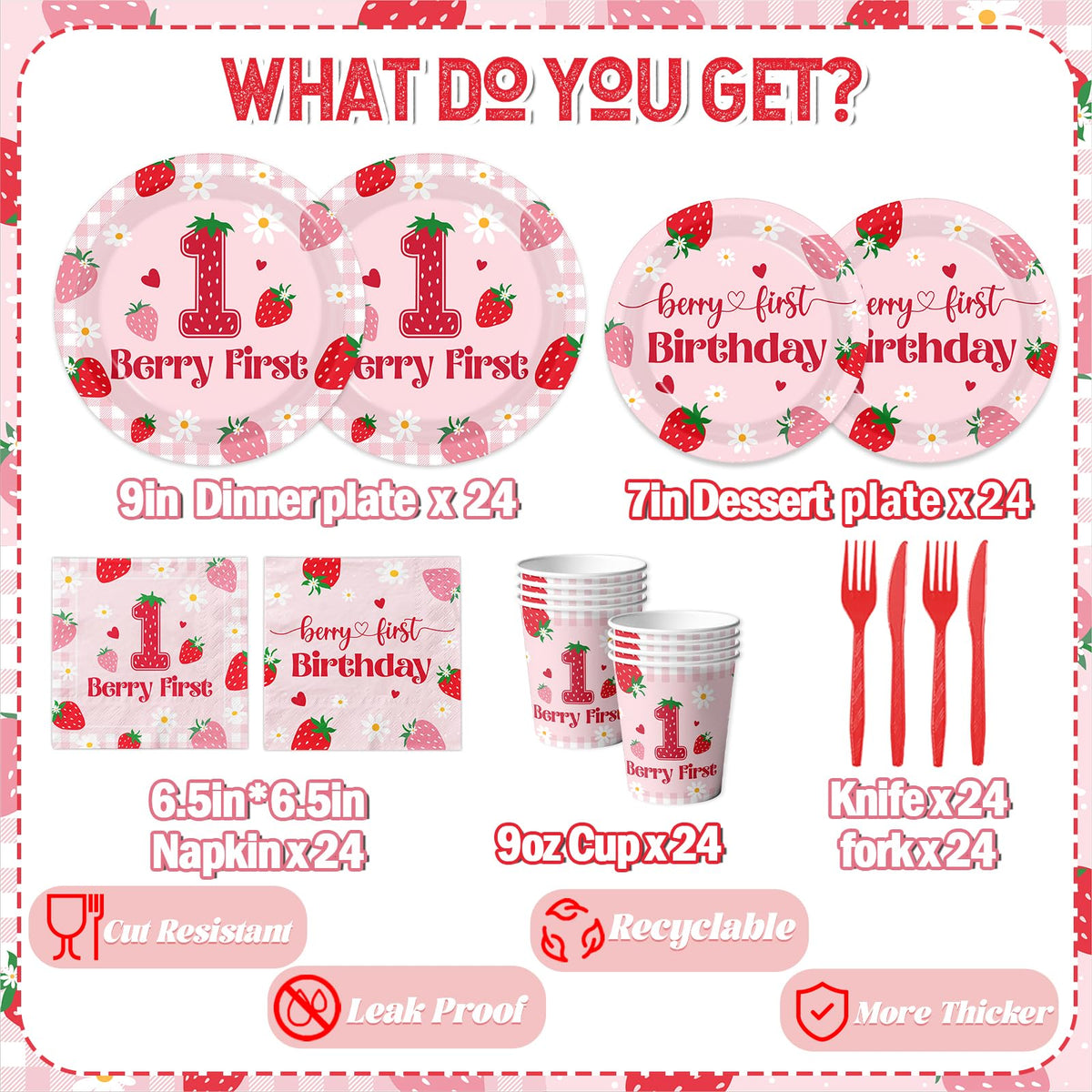 GREHUMOR strawberry patterned napkins add softness and practicality to party moments.