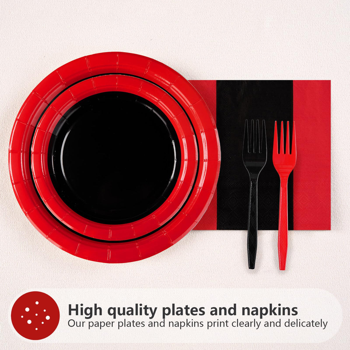 Grencian red and black 6.5 inch napkins soft and absorbent for quick cleanup